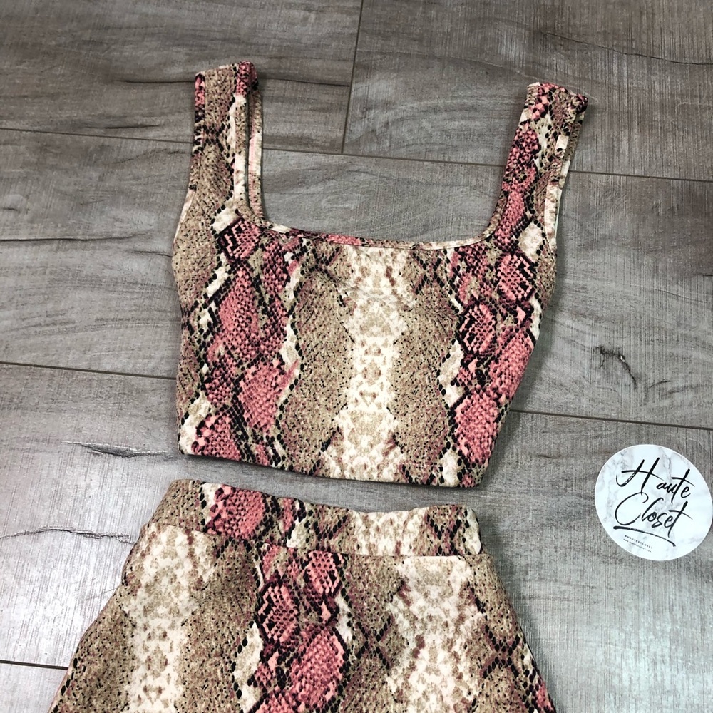 LAST 1 | Mauve Snake Skin Maxi Skirt Set - Picture 3 of 4